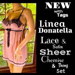 ▪️NWT▪️LINEA DONATELLA▪️Sheer Chemise & Thong Set